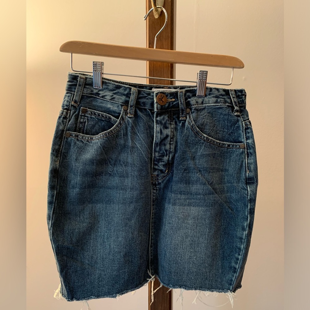 ONE X ONE TEASPOON | Dark Denim Mid Length Skirt